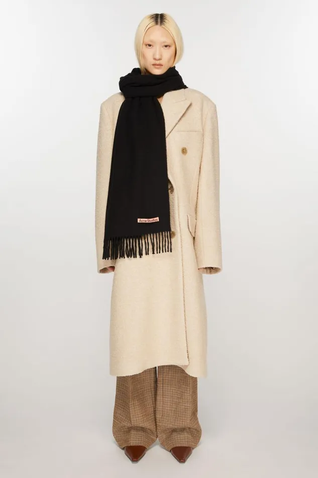 Women Cashmere Fringe Scarf 8211 Narrow Black Acne Studios Scarves