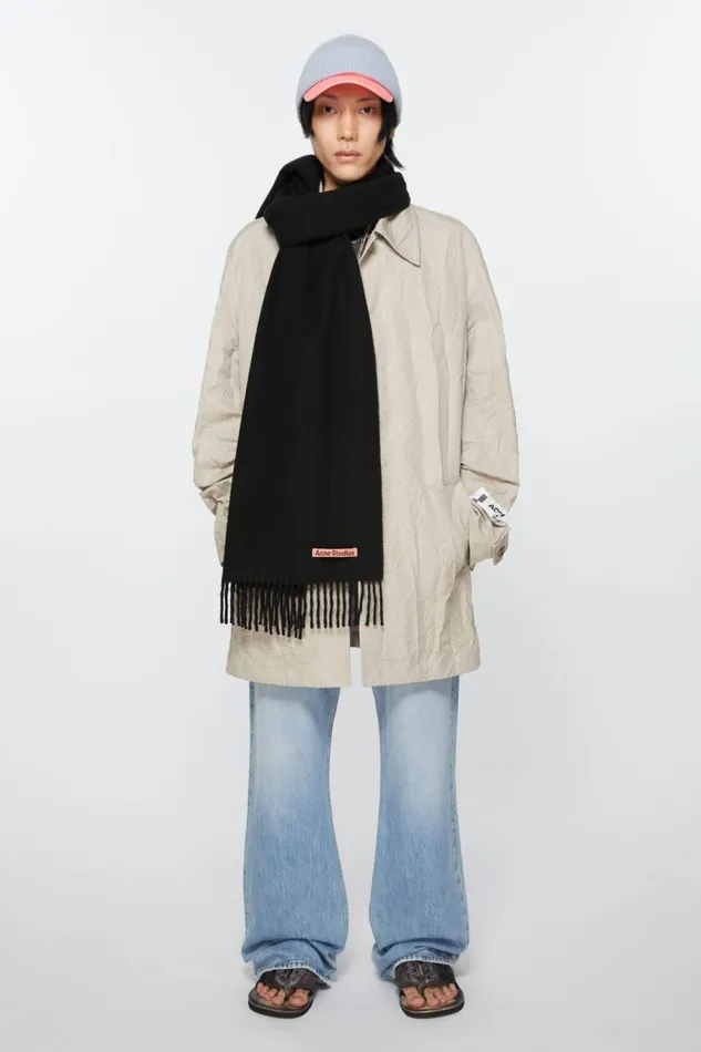 Women Cashmere Fringe Scarf 8211 Narrow Black Acne Studios Scarves