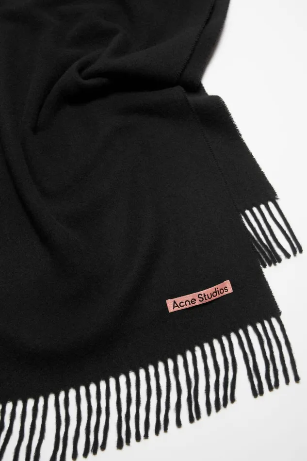 Women Cashmere Fringe Scarf 8211 Narrow Black Acne Studios Scarves