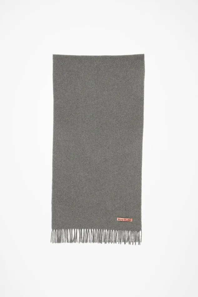 Women Cashmere Fringe Scarf 8211 Narrow Grey Melange Acne Studios Scarves