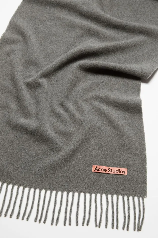 Women Cashmere Fringe Scarf 8211 Narrow Grey Melange Acne Studios Scarves