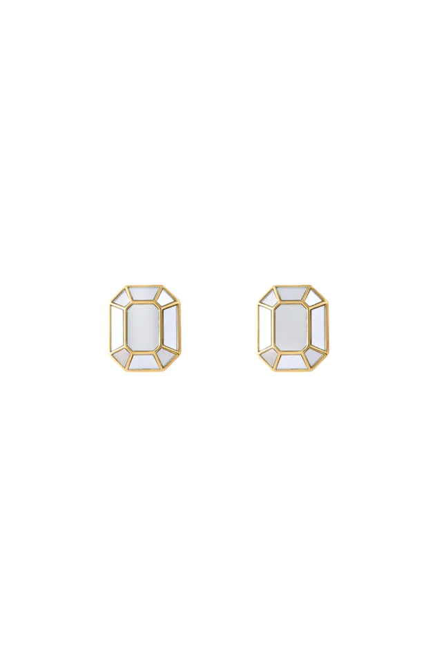 Women Clip Prism Mirror Gold Yellow Sonia Rykiel Earrings