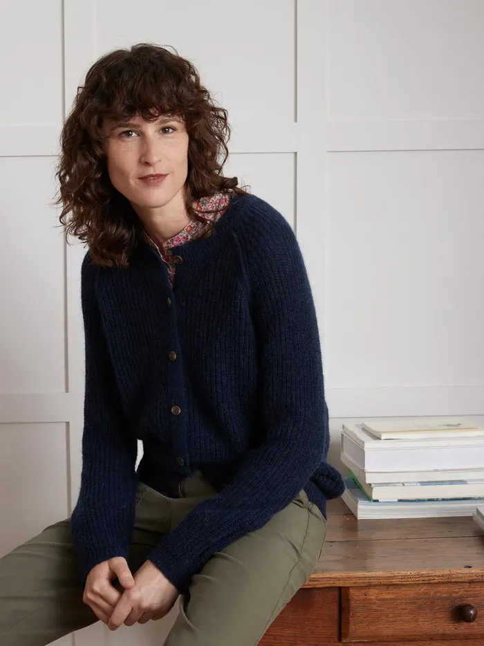 Women Clothing Cyrillus Brioche Stitch Cardigan Nuit