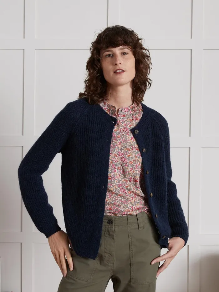 Women Clothing Cyrillus Brioche Stitch Cardigan Nuit