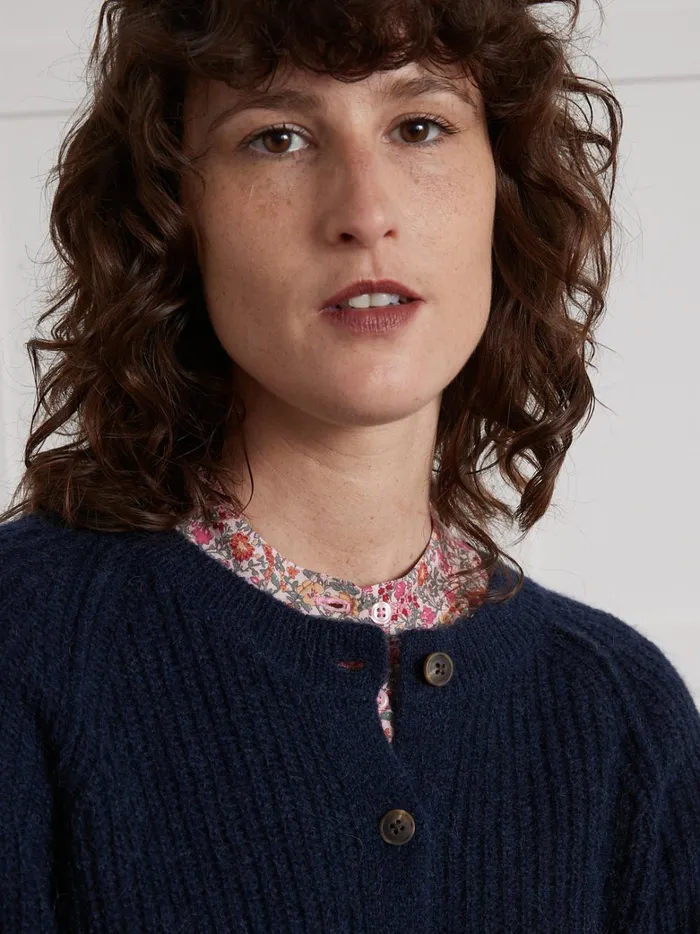 Women Clothing Cyrillus Brioche Stitch Cardigan Nuit