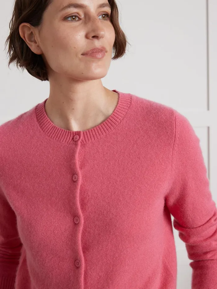 Women Clothing Cyrillus Button Cardigan 8211 The Cashmere Collection Rose