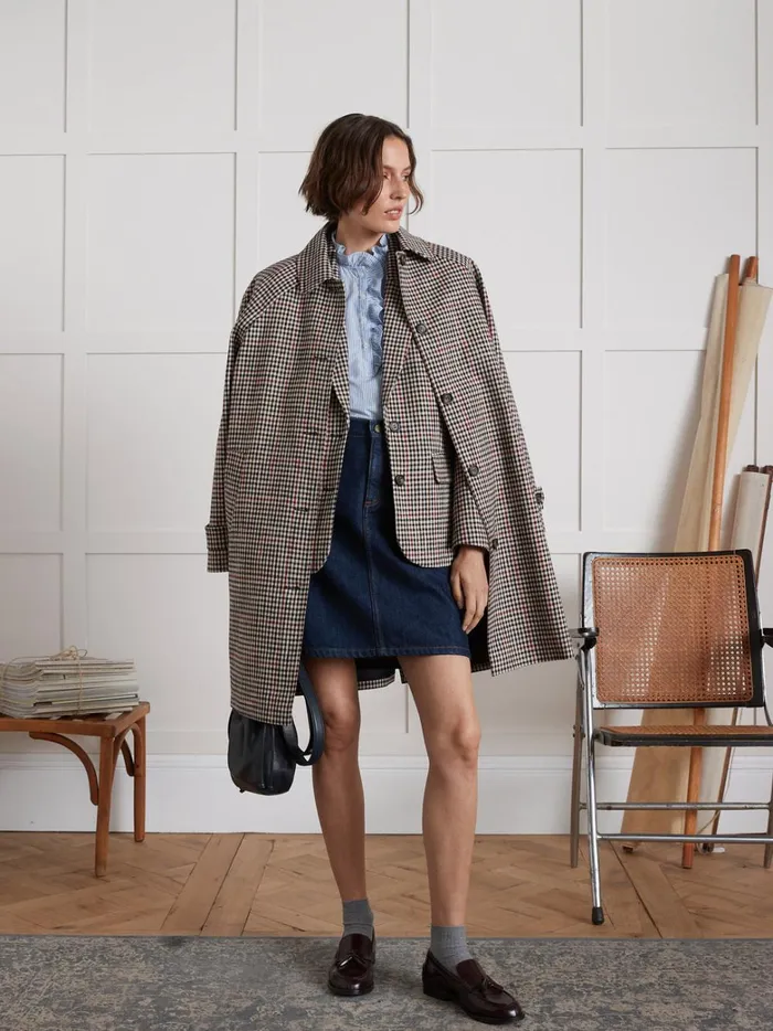 Women Clothing Cyrillus Check Twill Suit Jacket Carreaux Tricolore