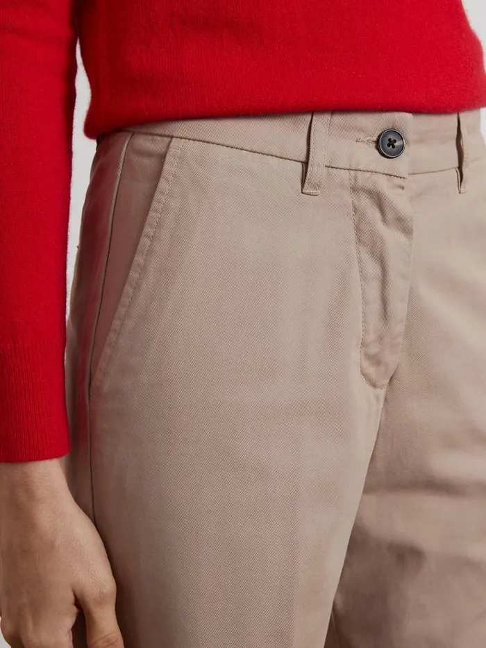 Women Clothing Cyrillus Clara WideLeg Gabardine Trousers Beige Taupe