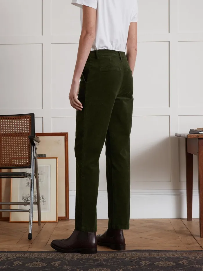 Women Clothing Cyrillus Corduroy Chinos Vert Chasse