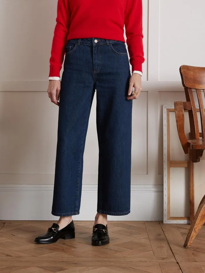 Women Clothing Cyrillus Emilie WideLeg Organic Cotton Jeans With EcoFriendly Wash Denim Brut