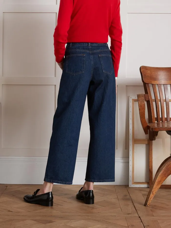 Women Clothing Cyrillus Emilie WideLeg Organic Cotton Jeans With EcoFriendly Wash Denim Brut