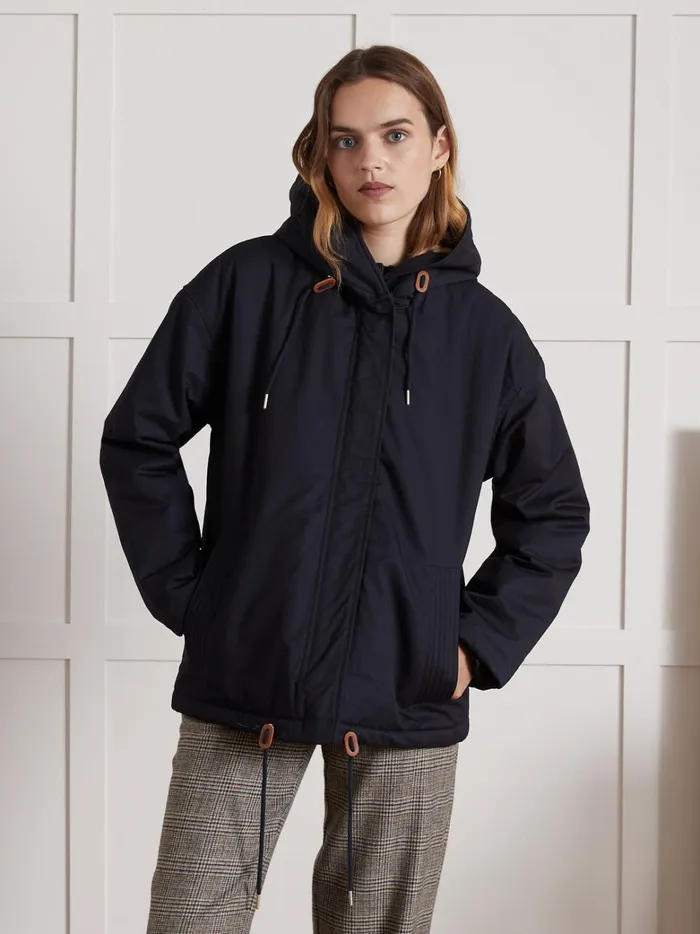 Women Clothing Cyrillus FauxFur Lined Short Parka Encre