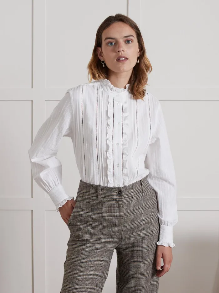 Women Clothing Cyrillus Heirloom Emilie Shirt Blanc