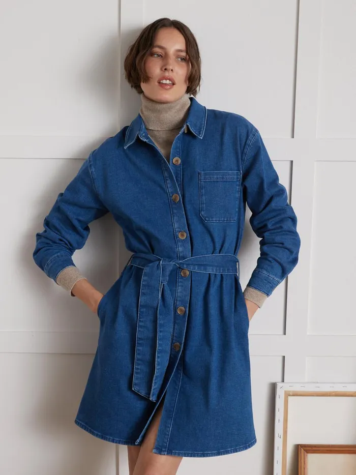 Women Clothing Cyrillus Organic Cotton Denim ShirtDress Denim Stone