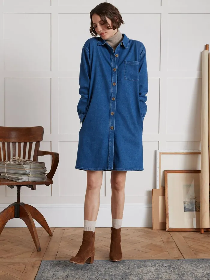 Women Clothing Cyrillus Organic Cotton Denim ShirtDress Denim Stone