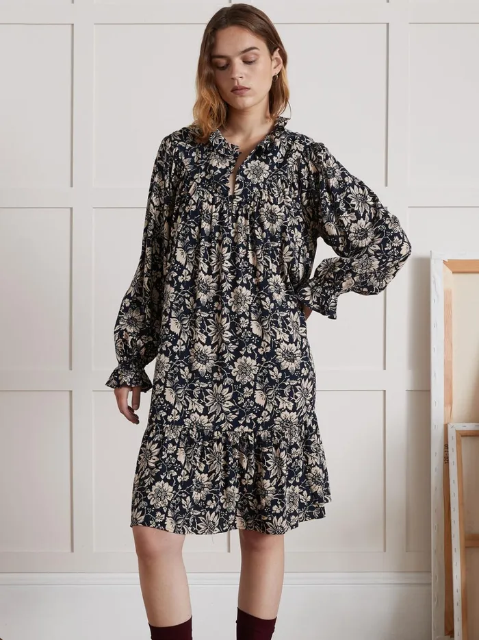 Women Clothing Cyrillus Short Pablo Piatti Print Dress Imp Rosae