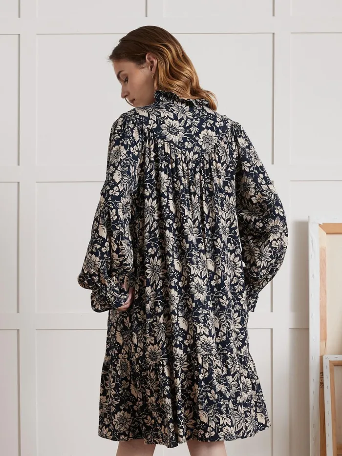 Women Clothing Cyrillus Short Pablo Piatti Print Dress Imp Rosae