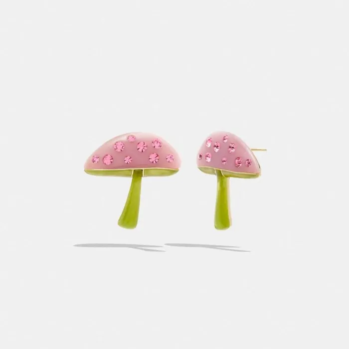 Women Coach X Observed By Us Mushroom Stud Earrings Goldpink Multi Coach Jewelry