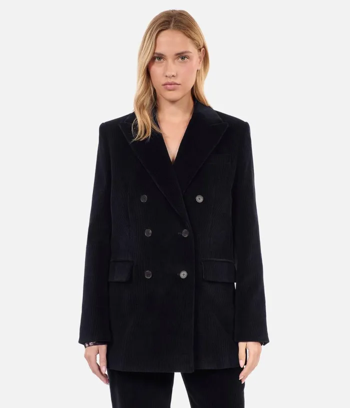 Women Coats and Jackets THE KOOPLES Black Corduroy Suit Jacket Women Coats and Jackets THE KOOPLES Black Corduroy Suit Jacket