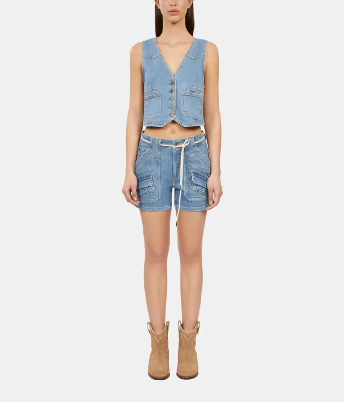 Women Coats and Jackets THE KOOPLES Blue Denim Waistcoat