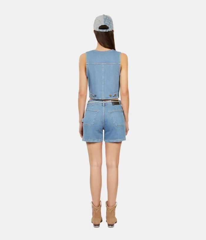Women Coats and Jackets THE KOOPLES Blue Denim Waistcoat Women Coats and Jackets THE KOOPLES Blue Denim Waistcoat