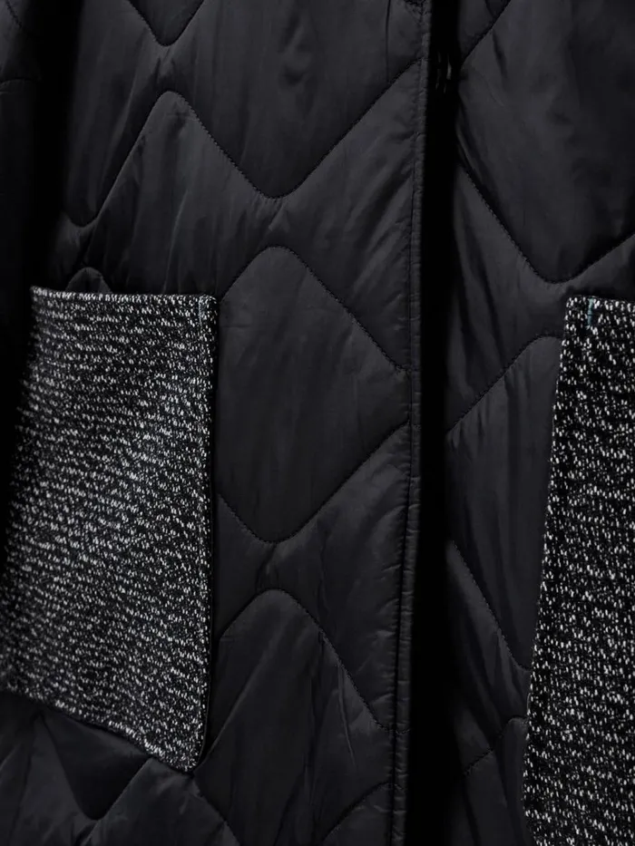 Women COATS and JACKETS White Stuff Luna Fabric Mix Quilted Coat Black Multi Women COATS and JACKETS White Stuff Luna Fabric Mix Quilted Coat Black Multi