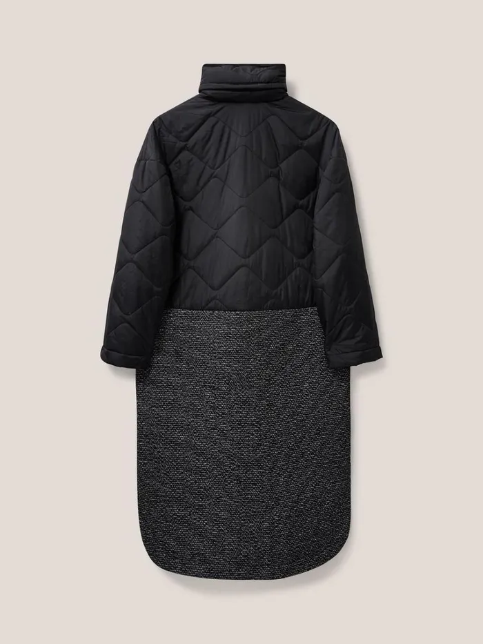 Women COATS and JACKETS White Stuff Luna Fabric Mix Quilted Coat Black Multi Women COATS and JACKETS White Stuff Luna Fabric Mix Quilted Coat Black Multi