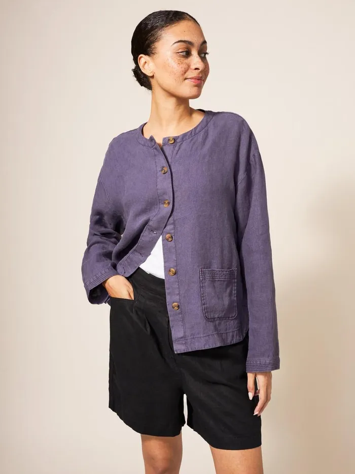 Women COATS and JACKETS White Stuff Tabby Linen Jacket Dusty Purple Women COATS and JACKETS White Stuff Tabby Linen Jacket Dusty Purple