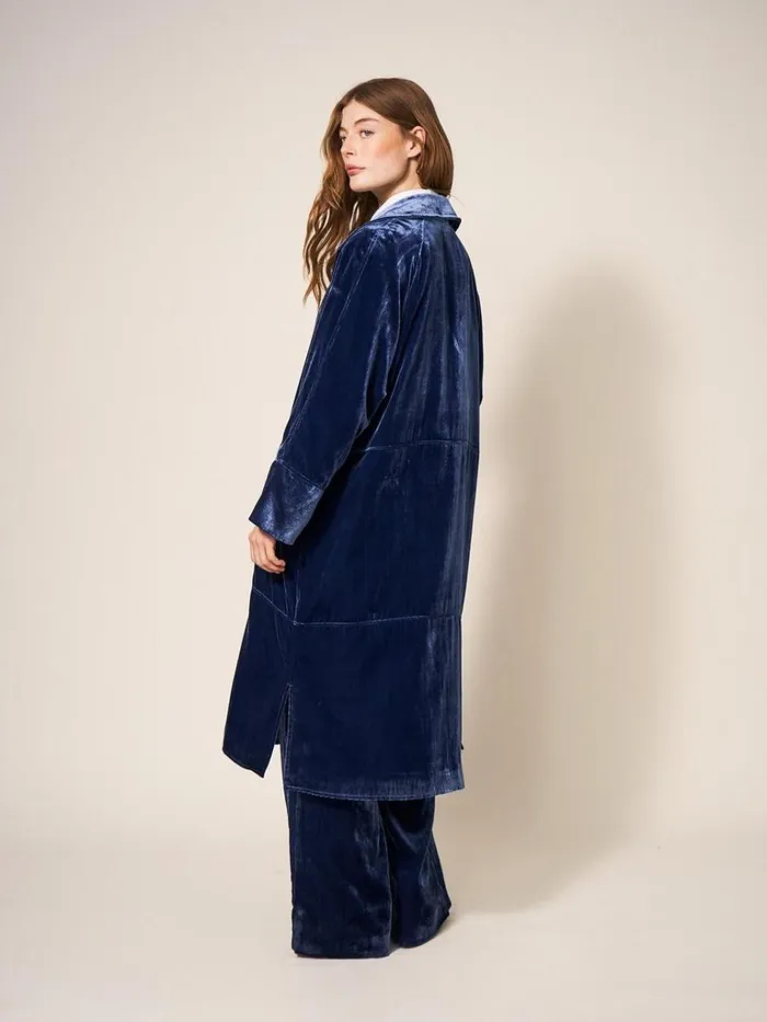 Women COATS and JACKETS White Stuff Velvet Duster Smart Coat Deep Blue Women COATS and JACKETS White Stuff Velvet Duster Smart Coat Deep Blue