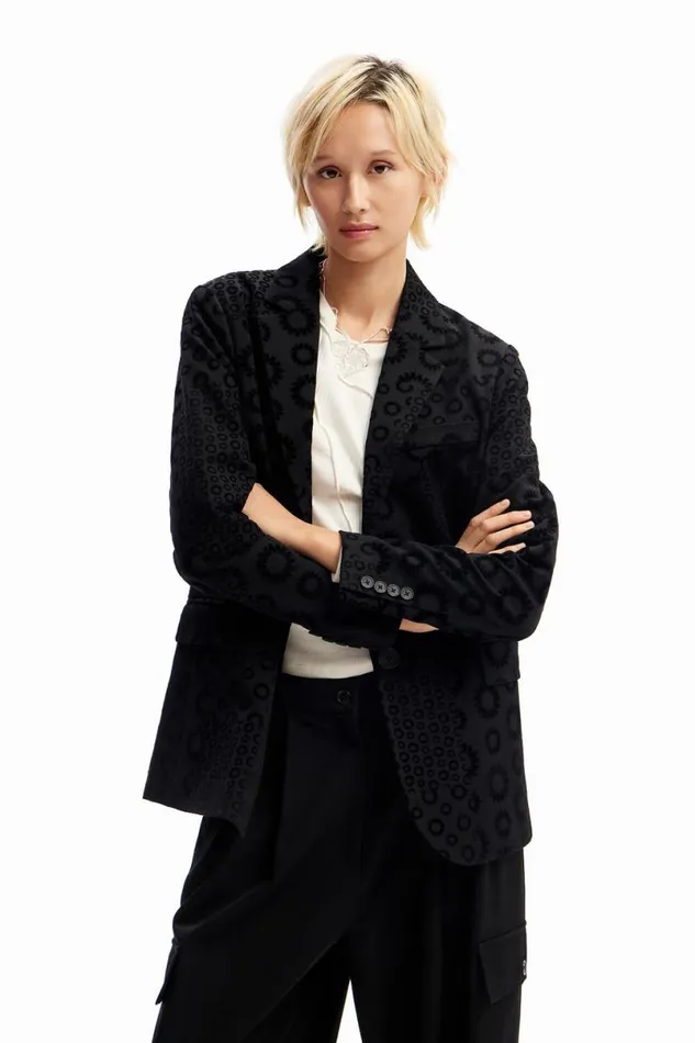 Women Coats And Jackets Desigual Geometric Flocked Blazer
