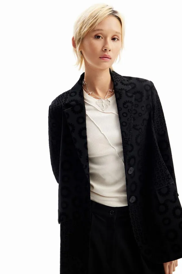 Women Coats And Jackets Desigual Geometric Flocked Blazer