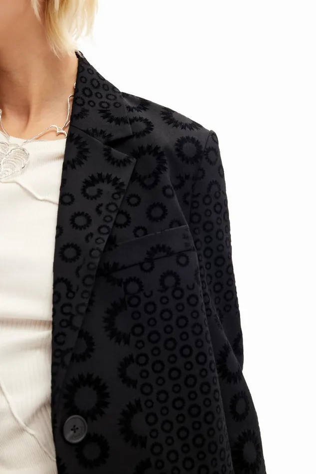 Women Coats And Jackets Desigual Geometric Flocked Blazer