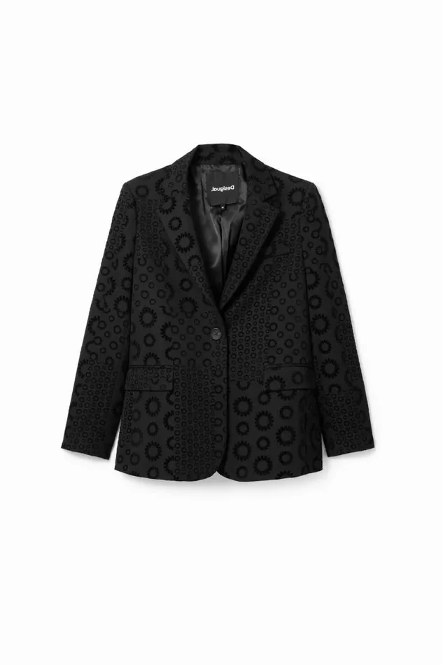 Women Coats And Jackets Desigual Geometric Flocked Blazer