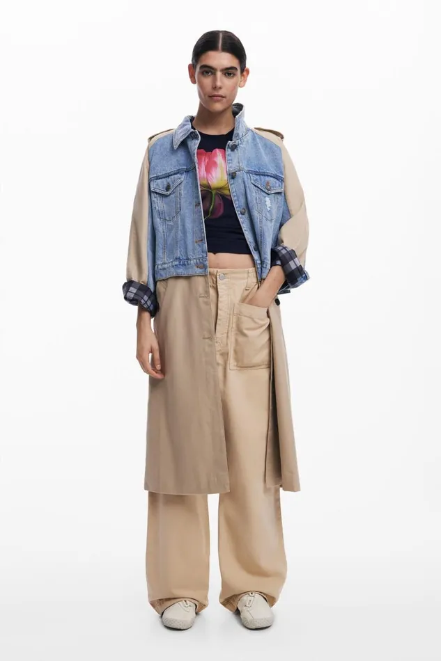 Women Coats And Jackets Desigual Hybrid Denim Trench Coat