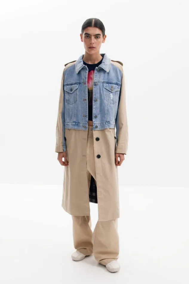 Women Coats And Jackets Desigual Hybrid Denim Trench Coat