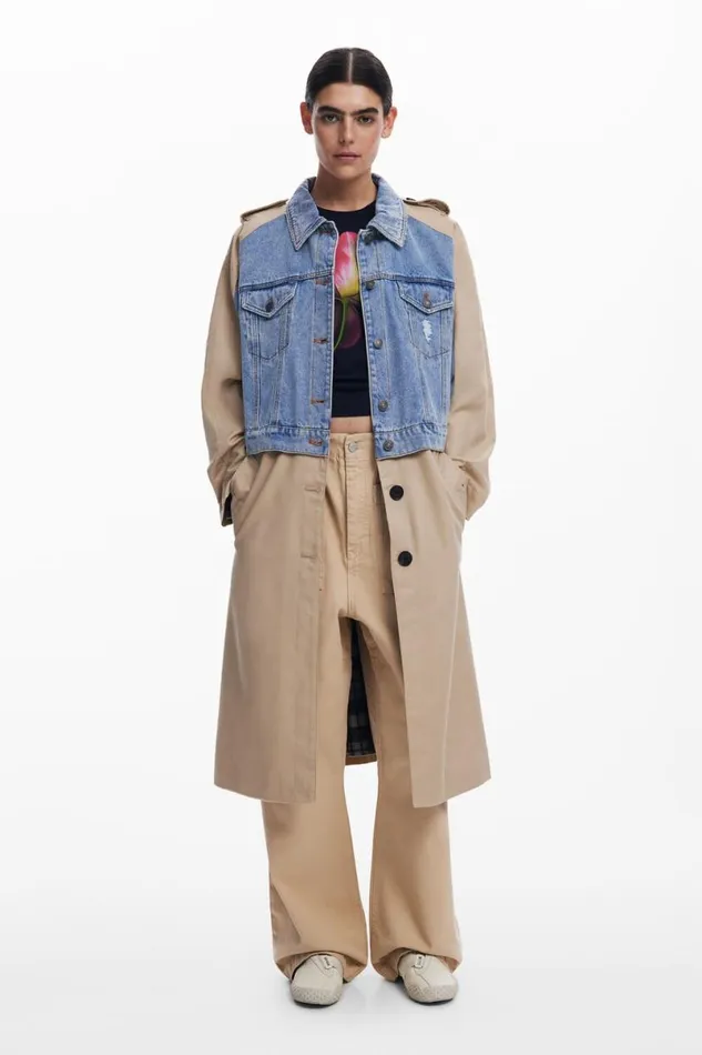 Women Coats And Jackets Desigual Hybrid Denim Trench Coat