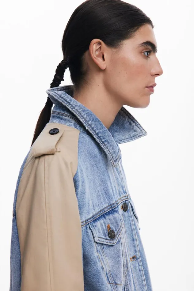 Women Coats And Jackets Desigual Hybrid Denim Trench Coat