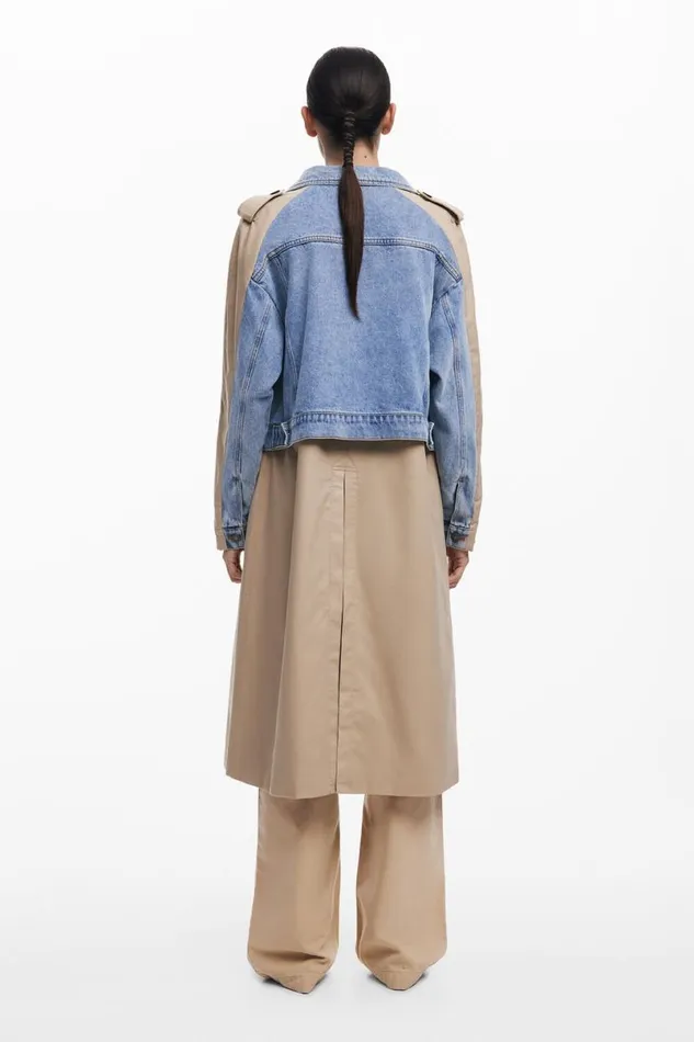 Women Coats And Jackets Desigual Hybrid Denim Trench Coat
