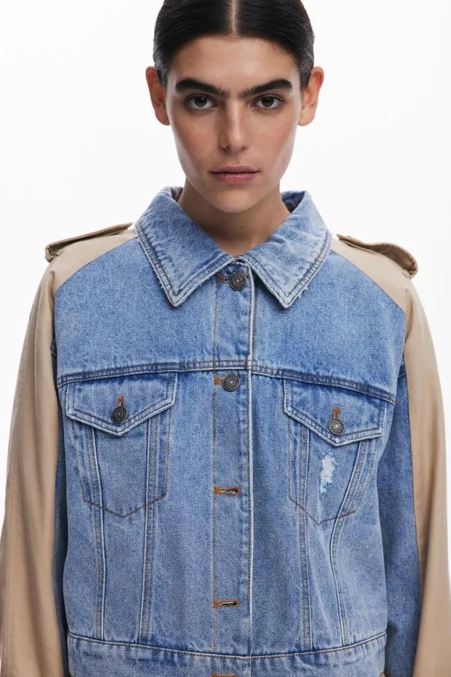Women Coats And Jackets Desigual Hybrid Denim Trench Coat