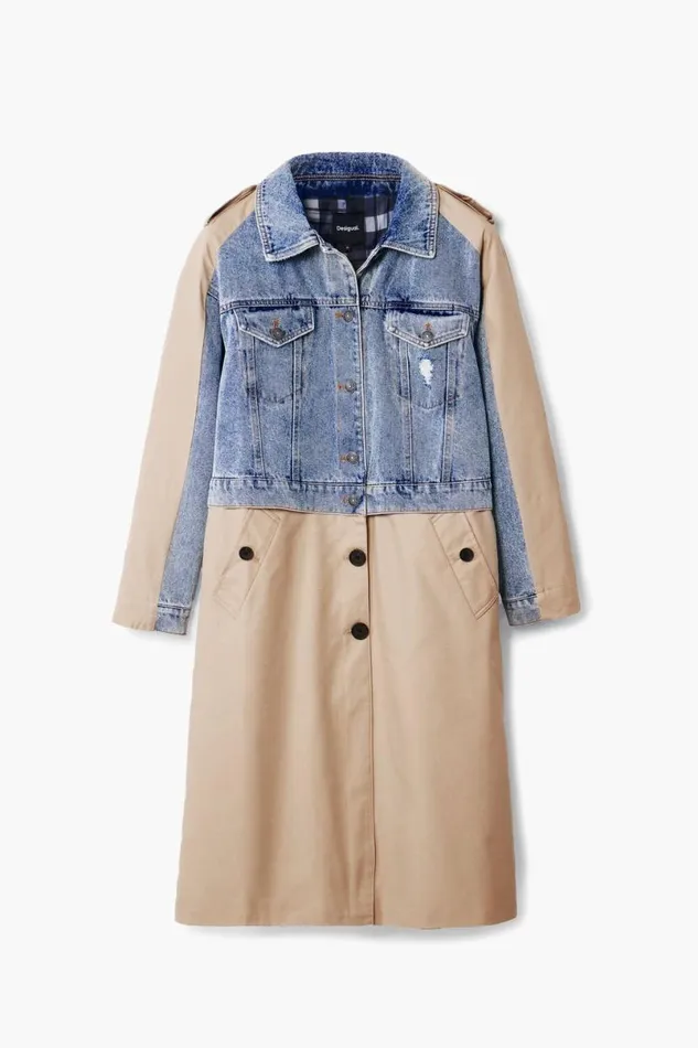 Women Coats And Jackets Desigual Hybrid Denim Trench Coat
