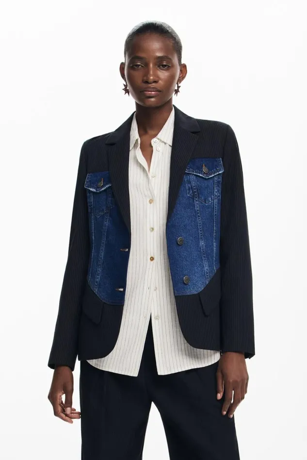 Women Coats And Jackets Desigual Hybrid Trucker Blazer