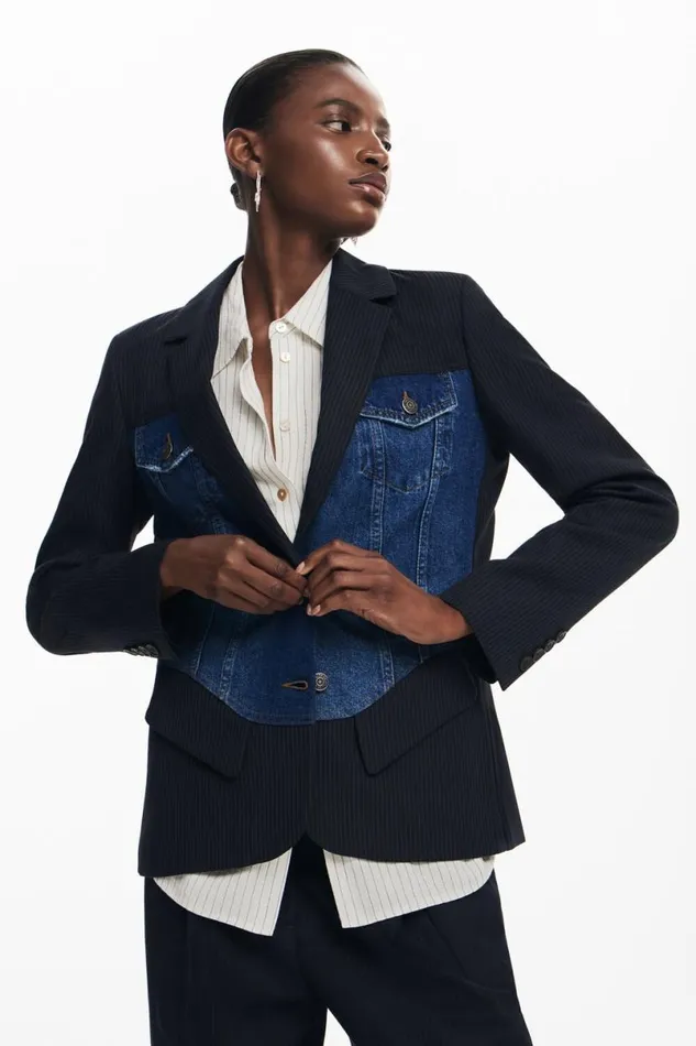 Women Coats And Jackets Desigual Hybrid Trucker Blazer