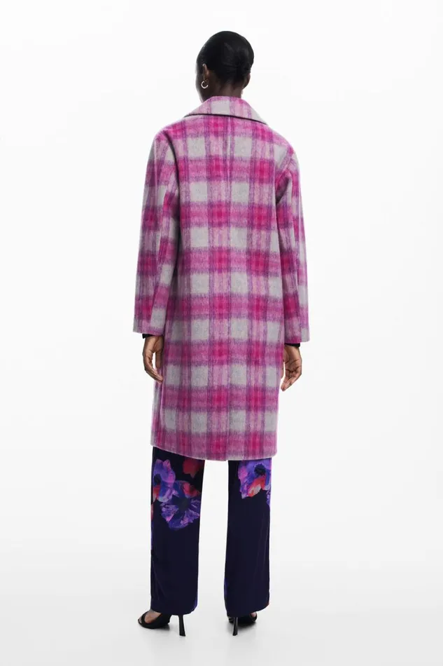 Women Coats And Jackets Desigual Pink Tartan Coat