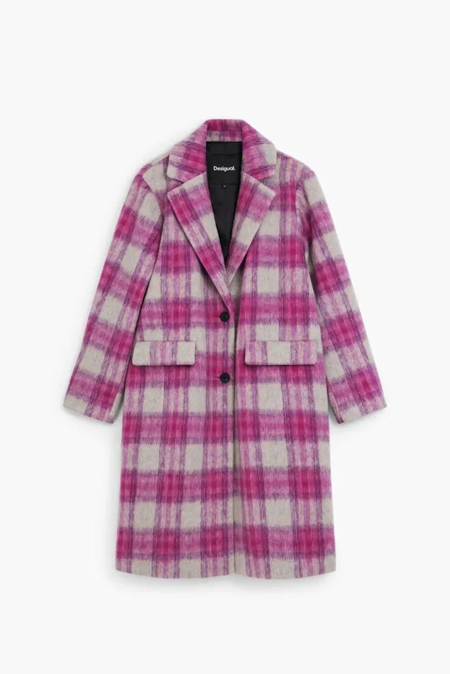 Women Coats And Jackets Desigual Pink Tartan Coat
