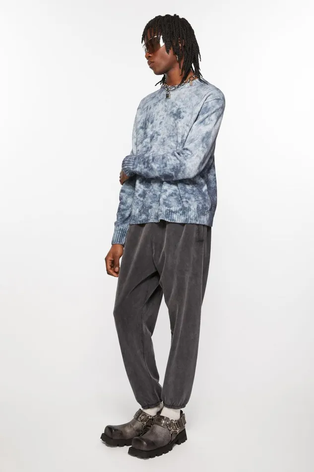 Women Cotton Sweatpants Faded Black Acne Studios Trousers