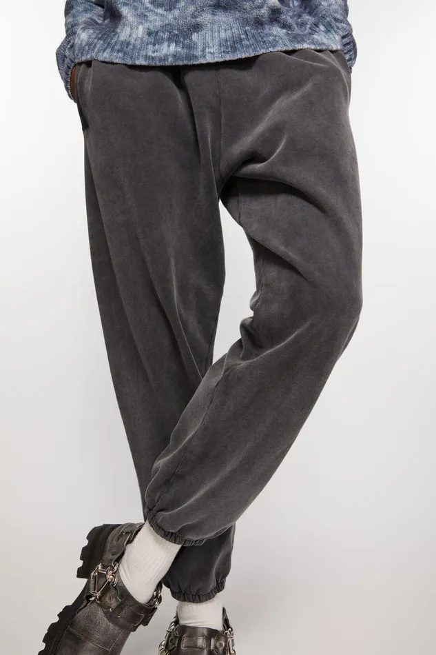 Women Cotton Sweatpants Faded Black Acne Studios Trousers