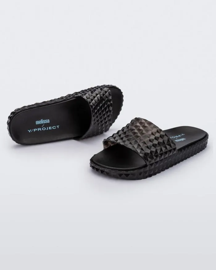 Women Court Slide Transparent Black Melissa Slides