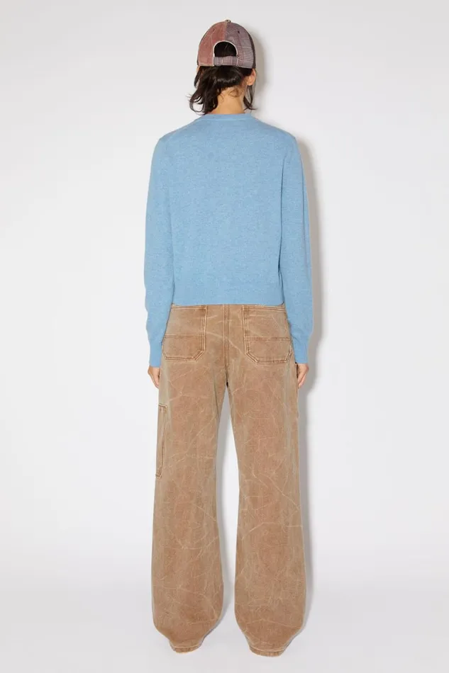 Women Crew Neck Cardigan Steel Blue Melange Acne Studios Knitwear