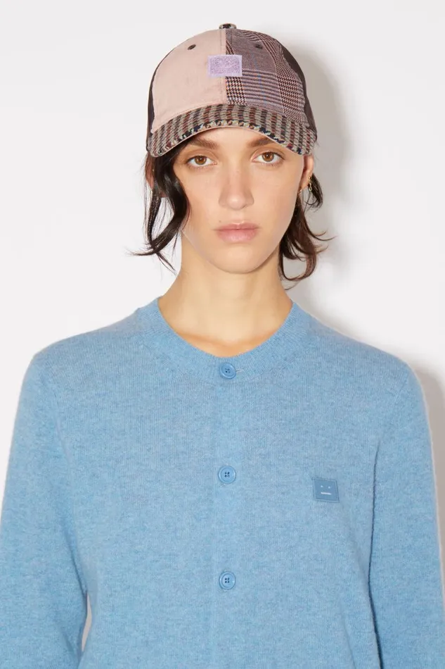 Women Crew Neck Cardigan Steel Blue Melange Acne Studios Knitwear