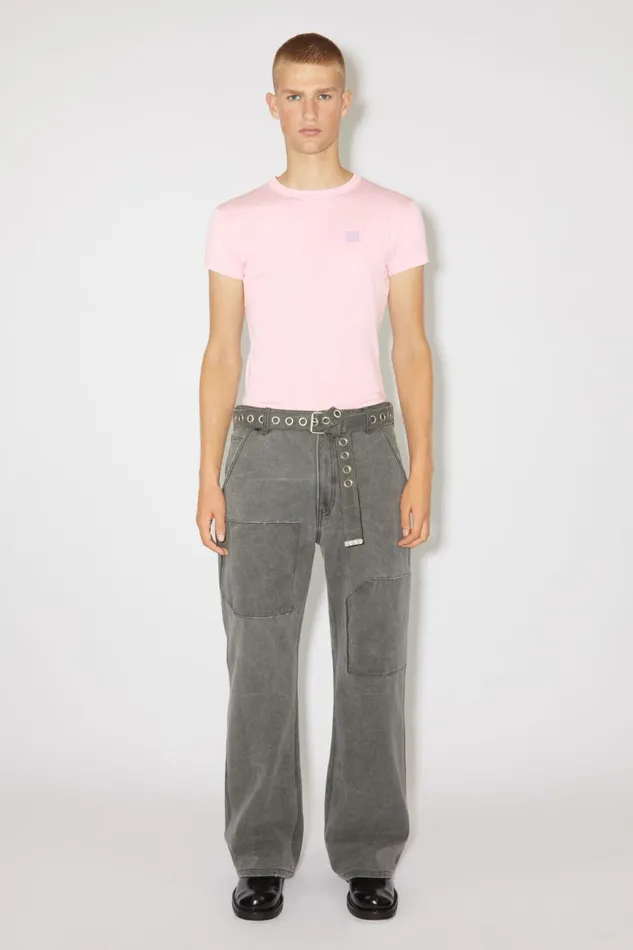 Women Crew Neck Tshirt 8211 Fitted Fit Light Pink Acne Studios Tshirts
